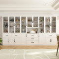 78.7Modular White Curio Bookcase Cabinet w/Glass Doors Buffet Display
