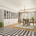 78.7Modular White Curio Bookcase Cabinet w/Glass Doors Buffet Display