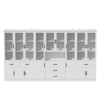 78.7Modular White Curio Bookcase Cabinet w/Glass Doors Buffet Display