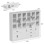 78.7Modular White Curio Bookcase Cabinet w/Glass Doors Buffet Display