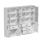 78.7Modular White Curio Bookcase Cabinet w/Glass Doors Buffet Display