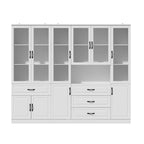 78.7Modular White Curio Bookcase Cabinet w/Glass Doors Buffet Display