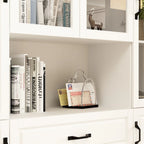 78.7Modular White Curio Bookcase Cabinet w/Glass Doors Buffet Display