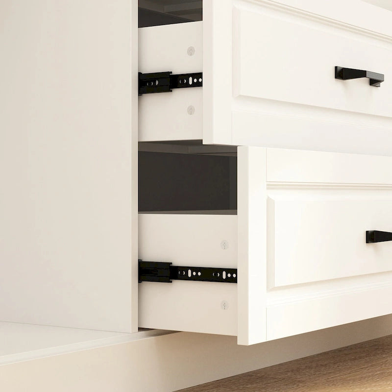 78.7Modular White Curio Bookcase Cabinet w/Glass Doors Buffet Display