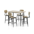 Industrial Metal 5-Piece Counter Height Dining Table Set