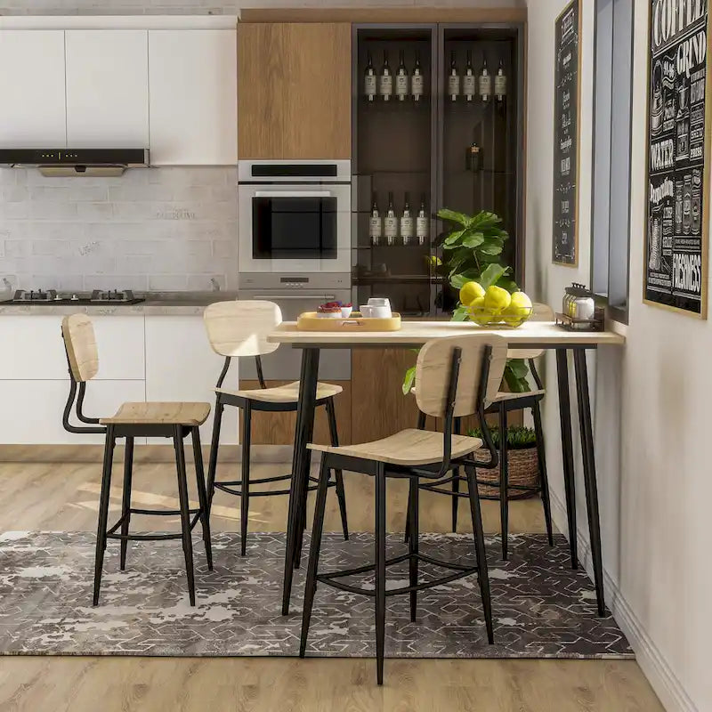 Industrial Metal 5-Piece Counter Height Dining Table Set