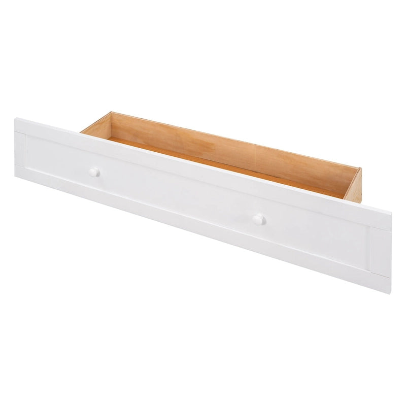 Nestfair White Queen Size Mobile Murphy Bed with Drawer and Shelves