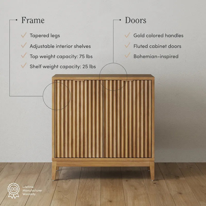 Jasper Modern Sideboard, Kitchen Storage Cabinet with Fluted Doors