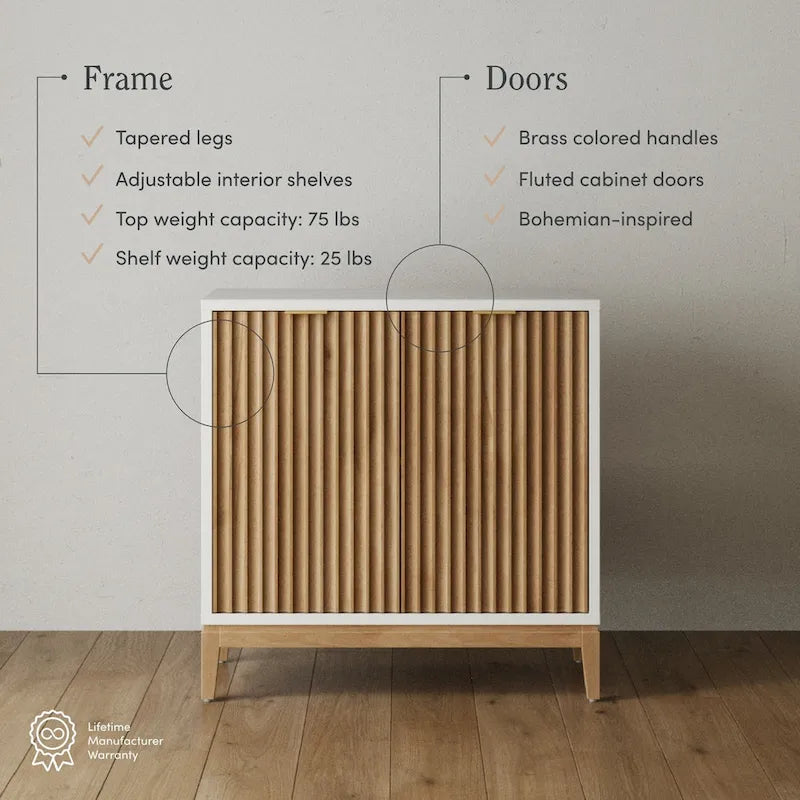 Jasper Modern Sideboard, Kitchen Storage Cabinet with Fluted Doors