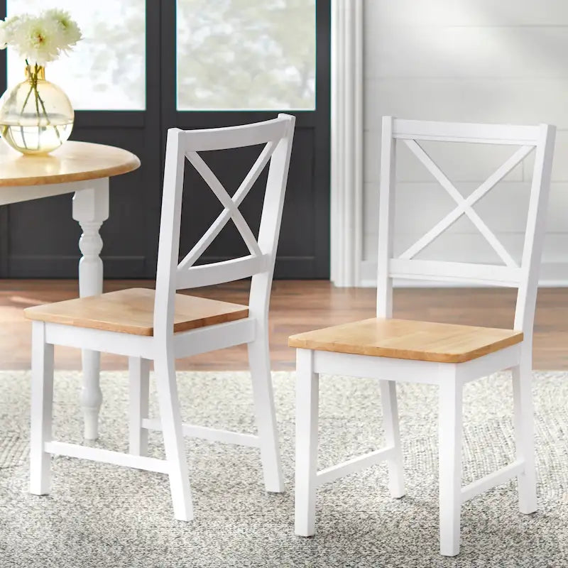 Solid Wood Crossback Dining Chairs (Set of 2)