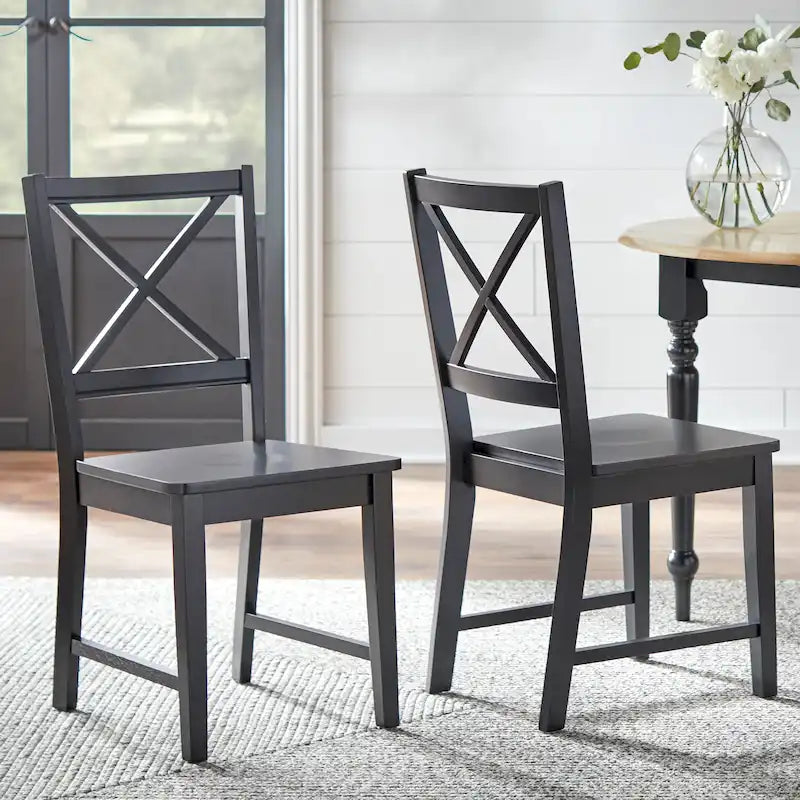 Solid Wood Crossback Dining Chairs (Set of 2)