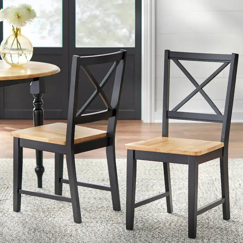 Solid Wood Crossback Dining Chairs (Set of 2)
