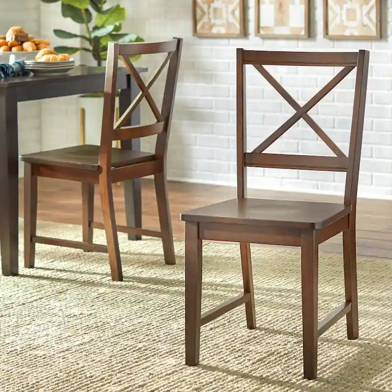 Solid Wood Crossback Dining Chairs (Set of 2)