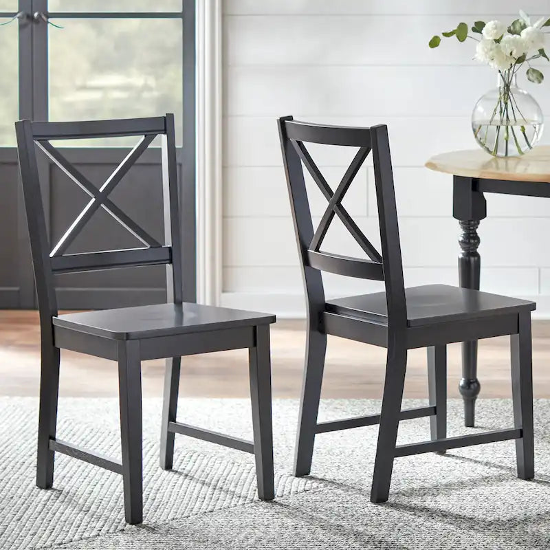Solid Wood Crossback Dining Chairs (Set of 2)