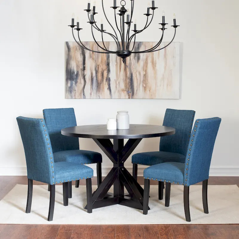 5-Piece Dining Set, Cross-Buck Dining Table with 4 Stylish Chairs