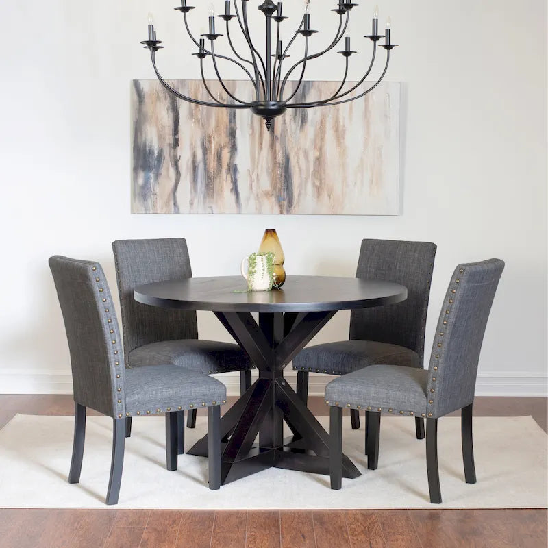 5-Piece Dining Set, Cross-Buck Dining Table with 4 Stylish Chairs