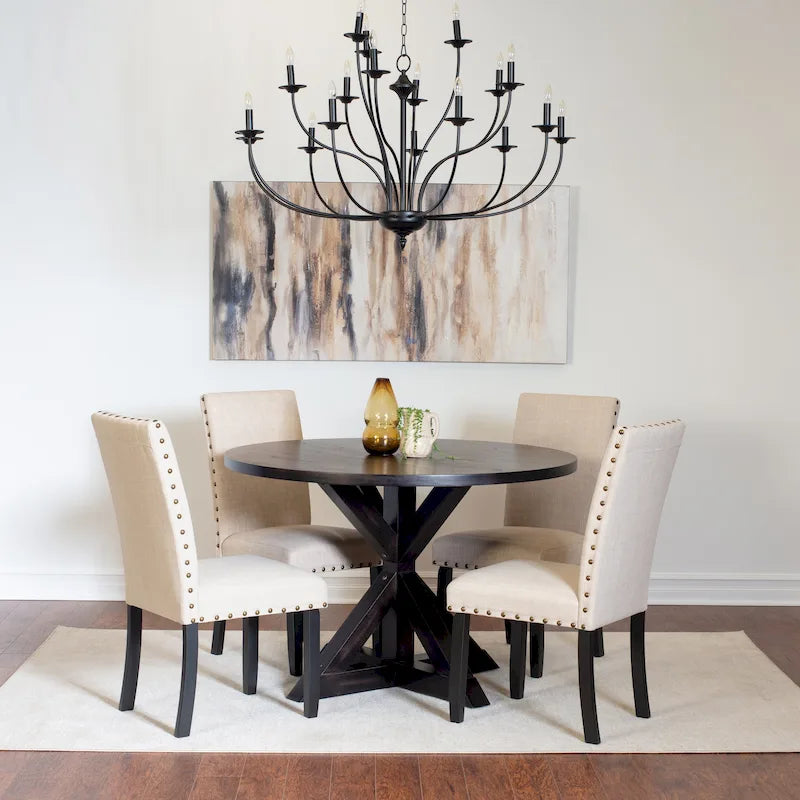 5-Piece Dining Set, Cross-Buck Dining Table with 4 Stylish Chairs