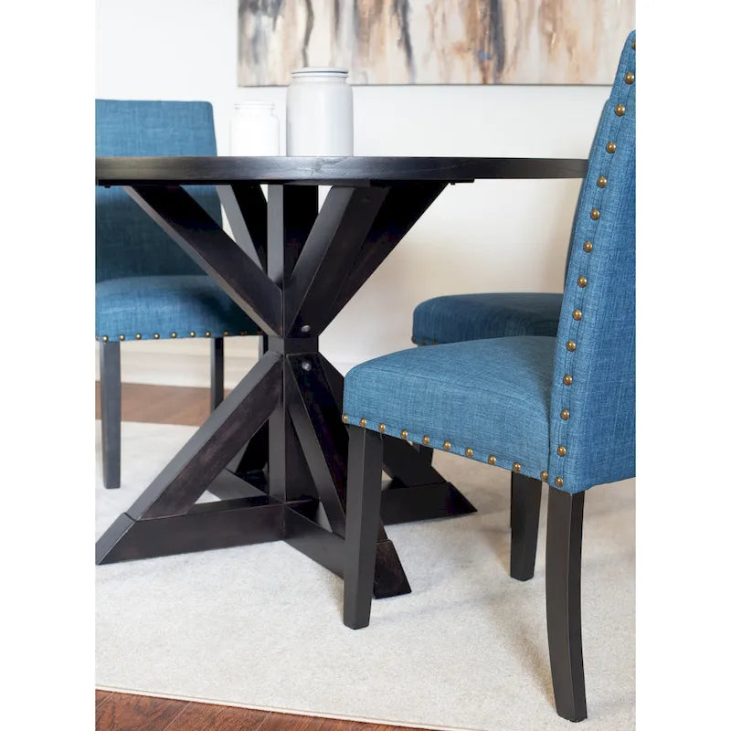 5-Piece Dining Set, Cross-Buck Dining Table with 4 Stylish Chairs