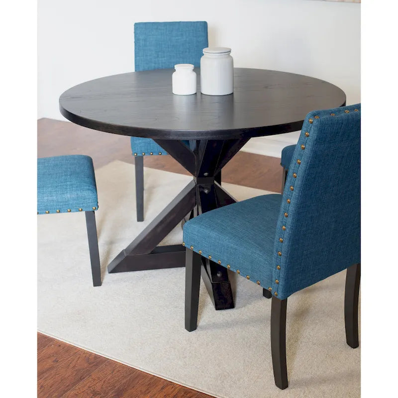 5-Piece Dining Set, Cross-Buck Dining Table with 4 Stylish Chairs