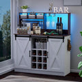 Coffee Bar Cabinet, 47 Sideboard Buffet Cabinet with 20-color LED Lights and 6.5FT Outlet