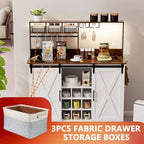 Coffee Bar Cabinet, 47 Sideboard Buffet Cabinet with 20-color LED Lights and 6.5FT Outlet