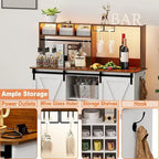 Coffee Bar Cabinet, 47 Sideboard Buffet Cabinet with 20-color LED Lights and 6.5FT Outlet