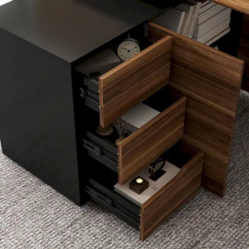 54.3 Home Office Computer Desk Corner Desk With Drawers and Cabinet