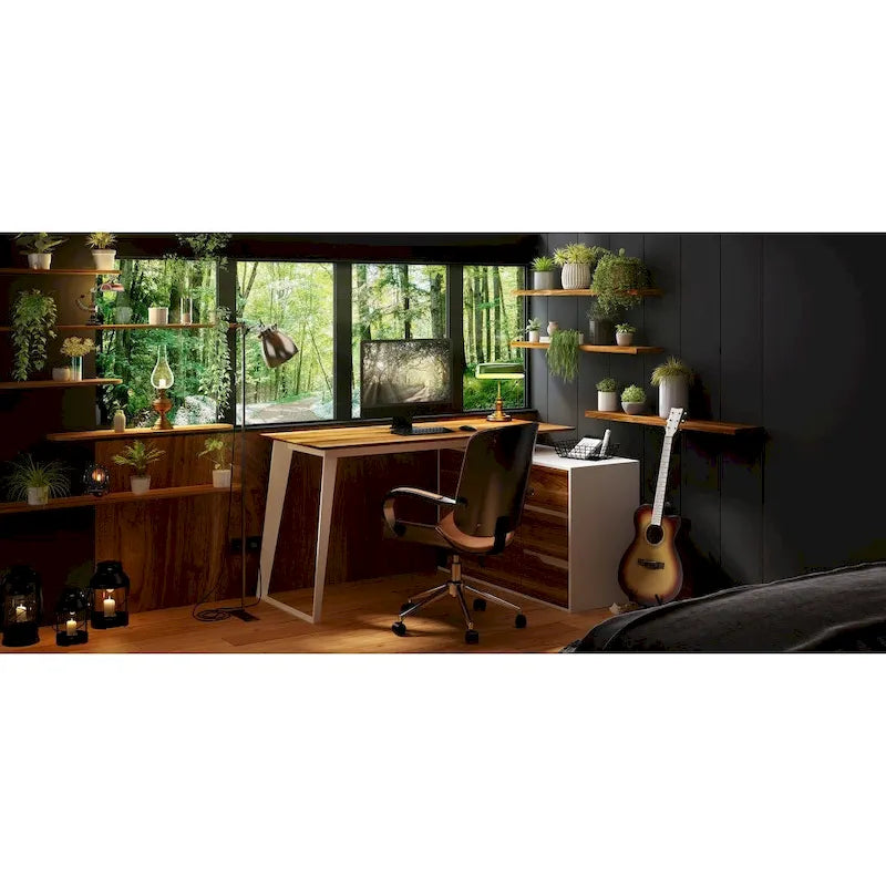 54.3 Home Office Computer Desk Corner Desk With Drawers and Cabinet