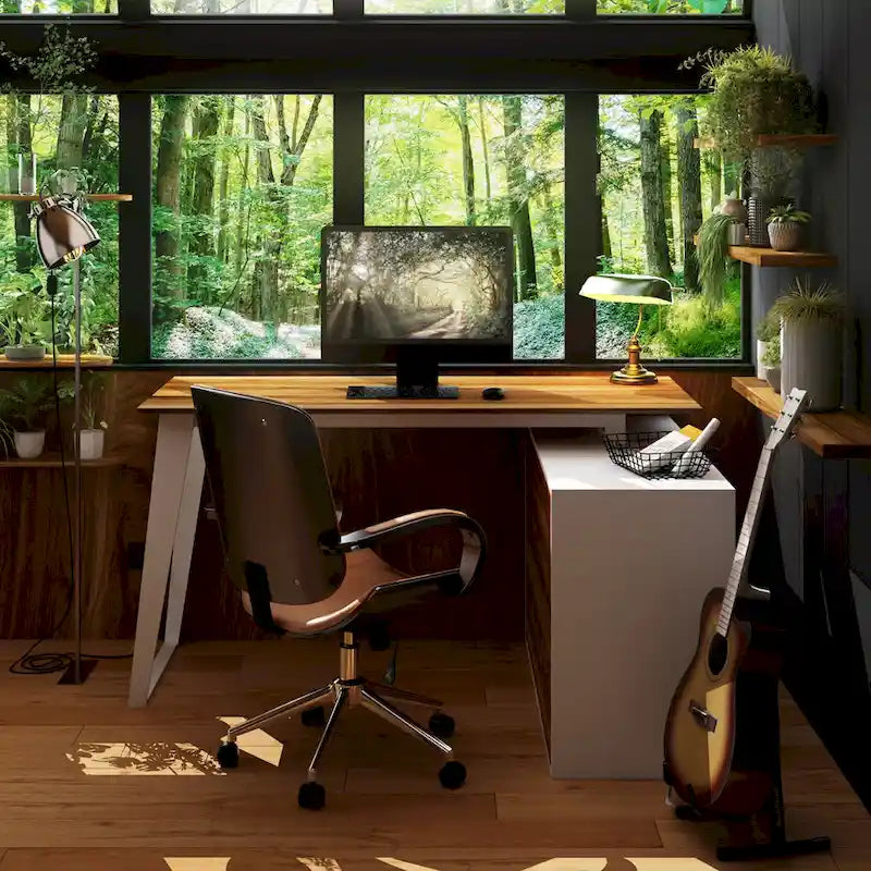 54.3 Home Office Computer Desk Corner Desk With Drawers and Cabinet