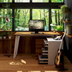 54.3 Home Office Computer Desk Corner Desk With Drawers and Cabinet