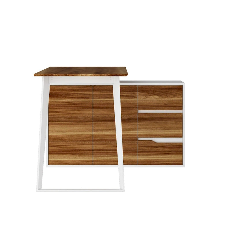 54.3 Home Office Computer Desk Corner Desk With Drawers and Cabinet