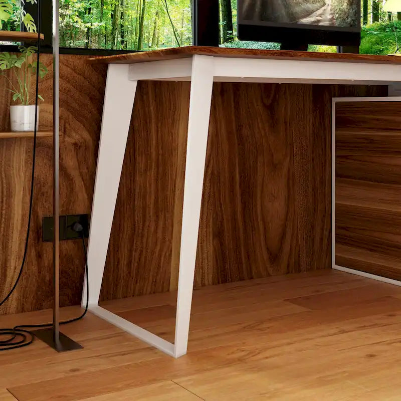 54.3 Home Office Computer Desk Corner Desk With Drawers and Cabinet