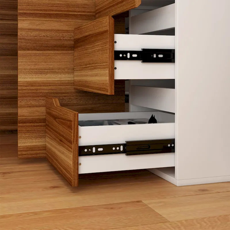 54.3 Home Office Computer Desk Corner Desk With Drawers and Cabinet