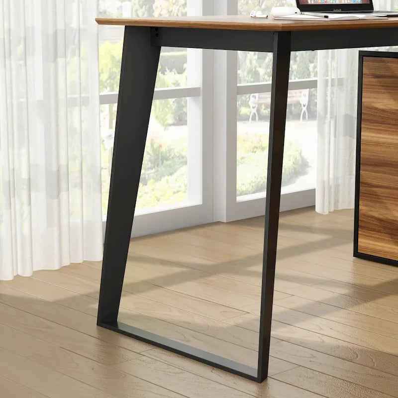 54.3 Home Office Computer Desk Corner Desk With Drawers and Cabinet