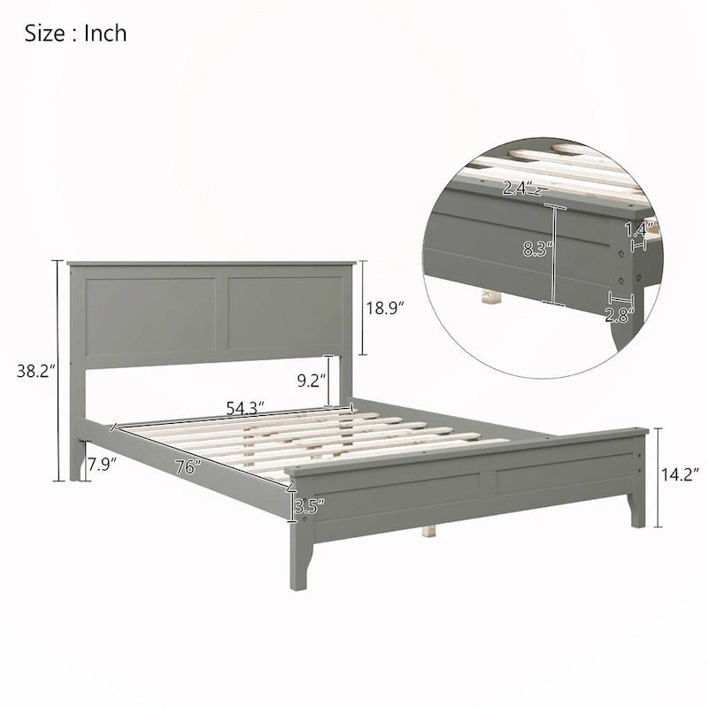 Solid Wood Full Platform Bed