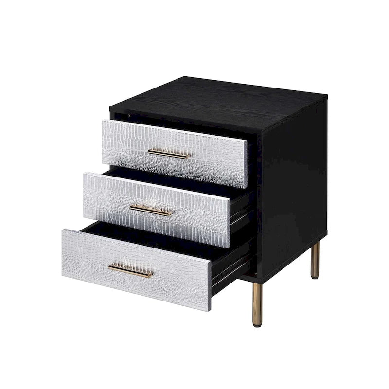 3 Drawers Nightstand with Metal Legs