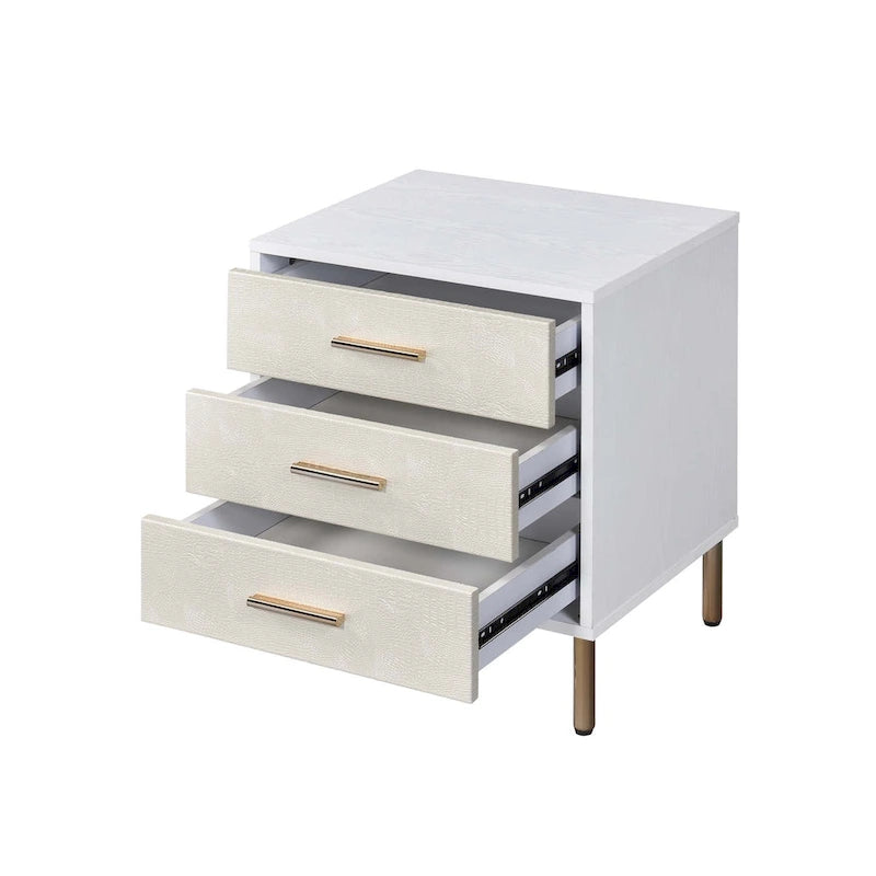 3 Drawers Nightstand with Metal Legs