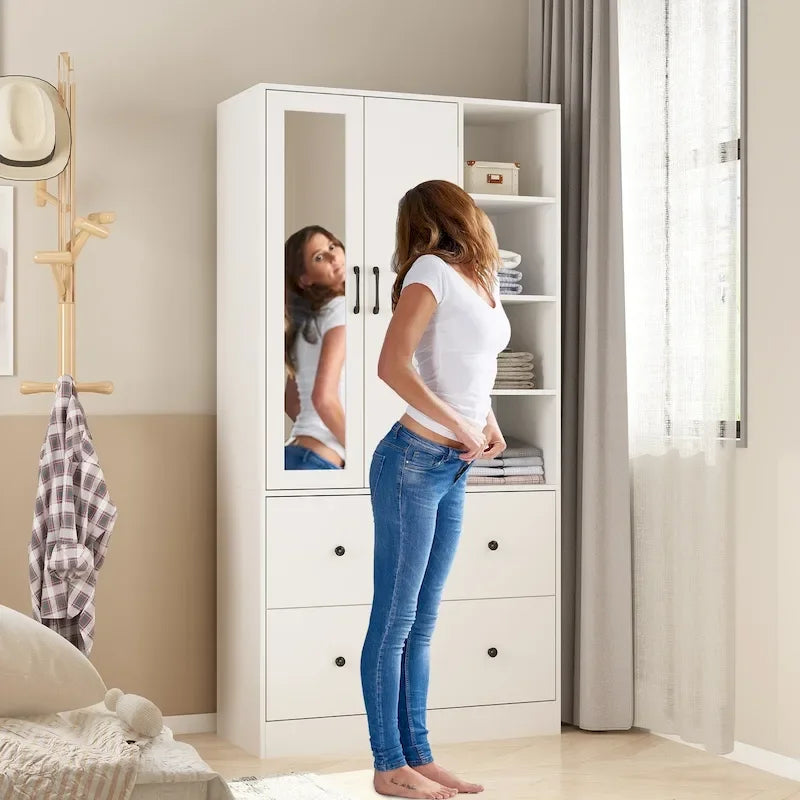 Scalable Hanging Rod Wardrobe Closet Armoire Mirror Space Saving