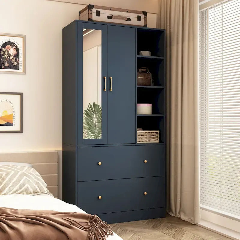 Scalable Hanging Rod Wardrobe Closet Armoire Mirror Space Saving