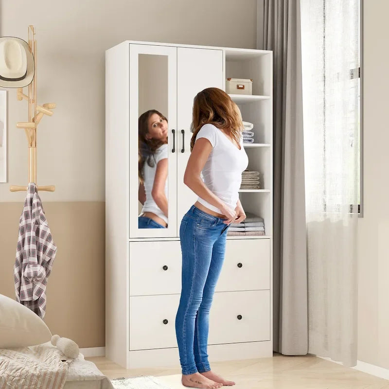 Scalable Hanging Rod Wardrobe Closet Armoire Mirror Space Saving