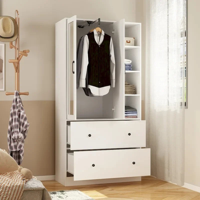 Scalable Hanging Rod Wardrobe Closet Armoire Mirror Space Saving