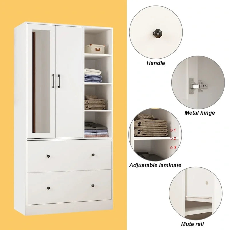 Scalable Hanging Rod Wardrobe Closet Armoire Mirror Space Saving