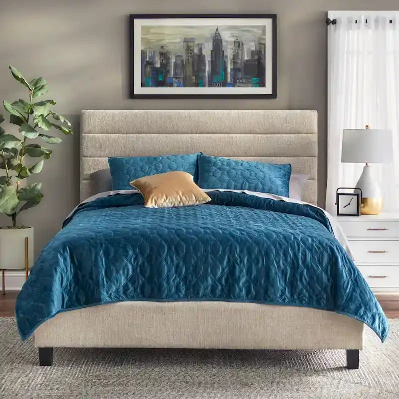 Channel Back Queen Upholstered Bed