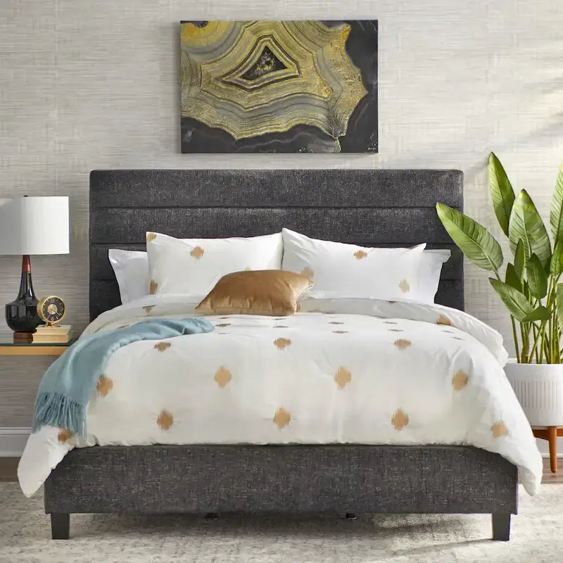 Channel Back Queen Upholstered Bed