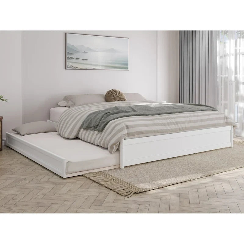 Panel Platform Bed with Twin XL Trundle