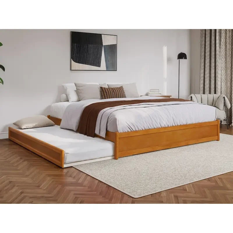 Panel Platform Bed with Twin XL Trundle