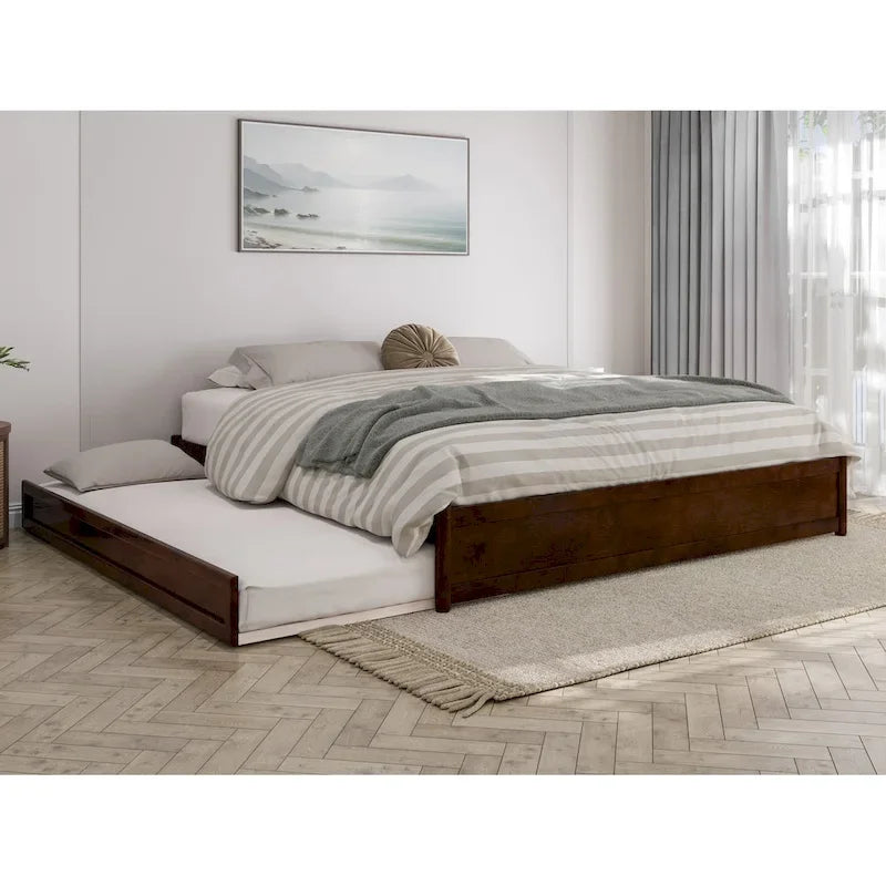 Panel Platform Bed with Twin XL Trundle