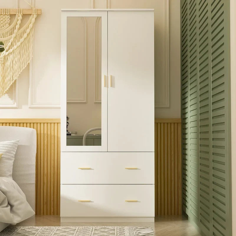 Freestanding Modern Minimalist Bedroom Wooden Armoire Wardrobe