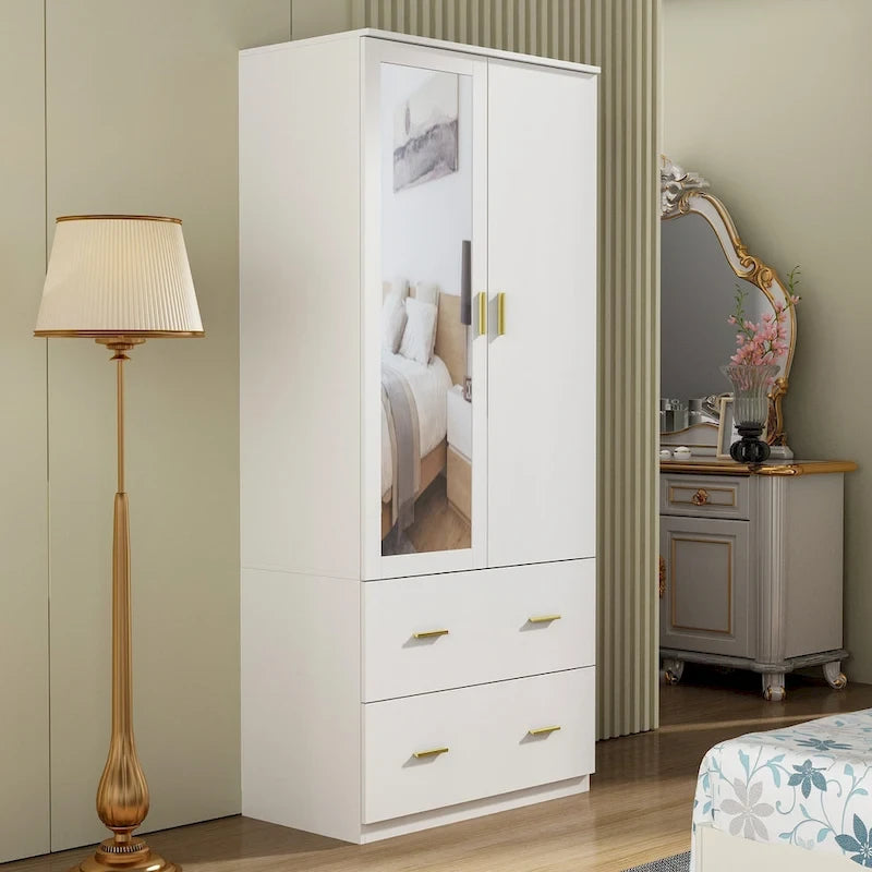 Freestanding Modern Minimalist Bedroom Wooden Armoire Wardrobe