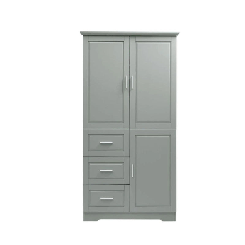 Tall and Wide Storage Cabinet with Doors for Bathroom/Office Three Drawers Grey/White/Black